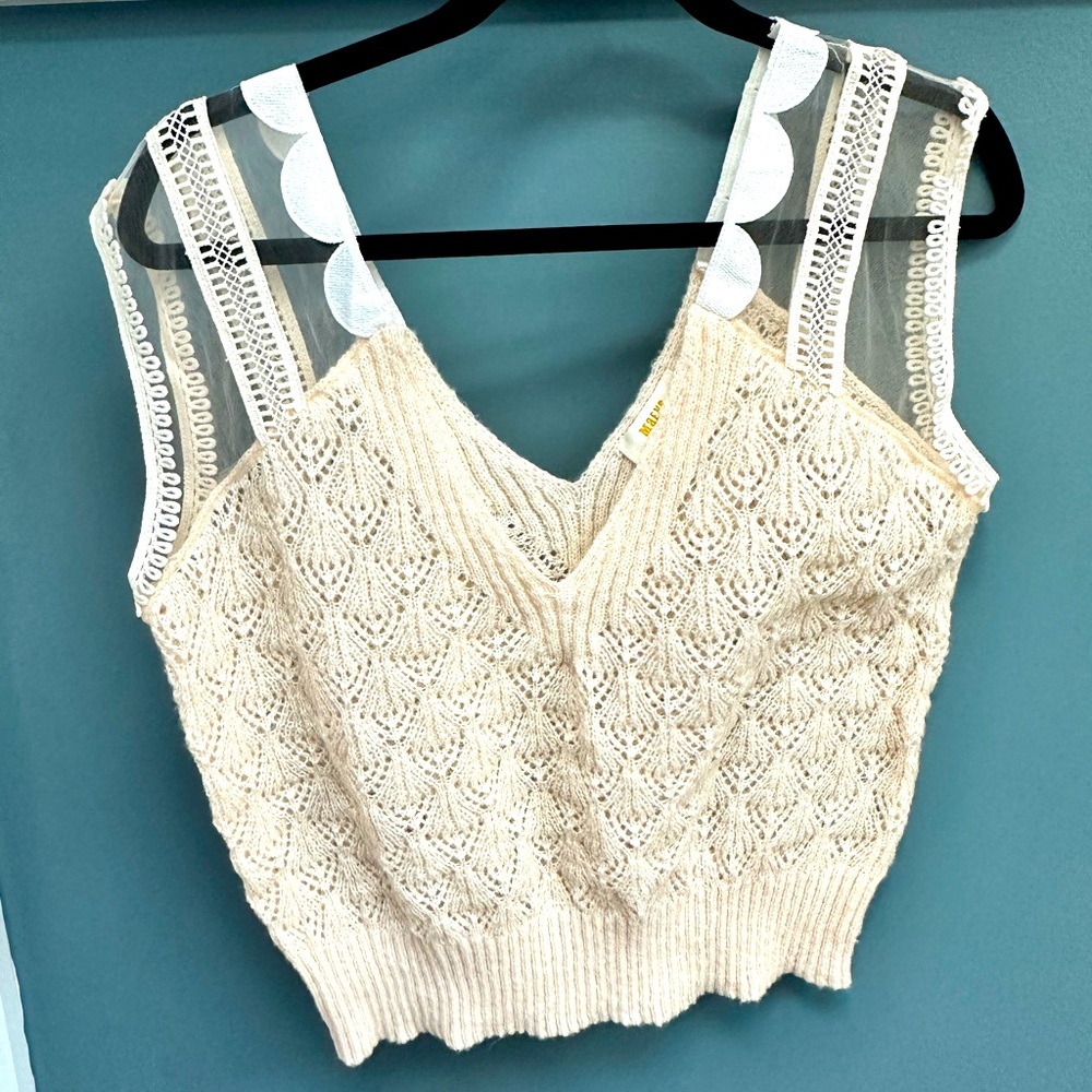 Maeve sweater vest with lace detail, never worn